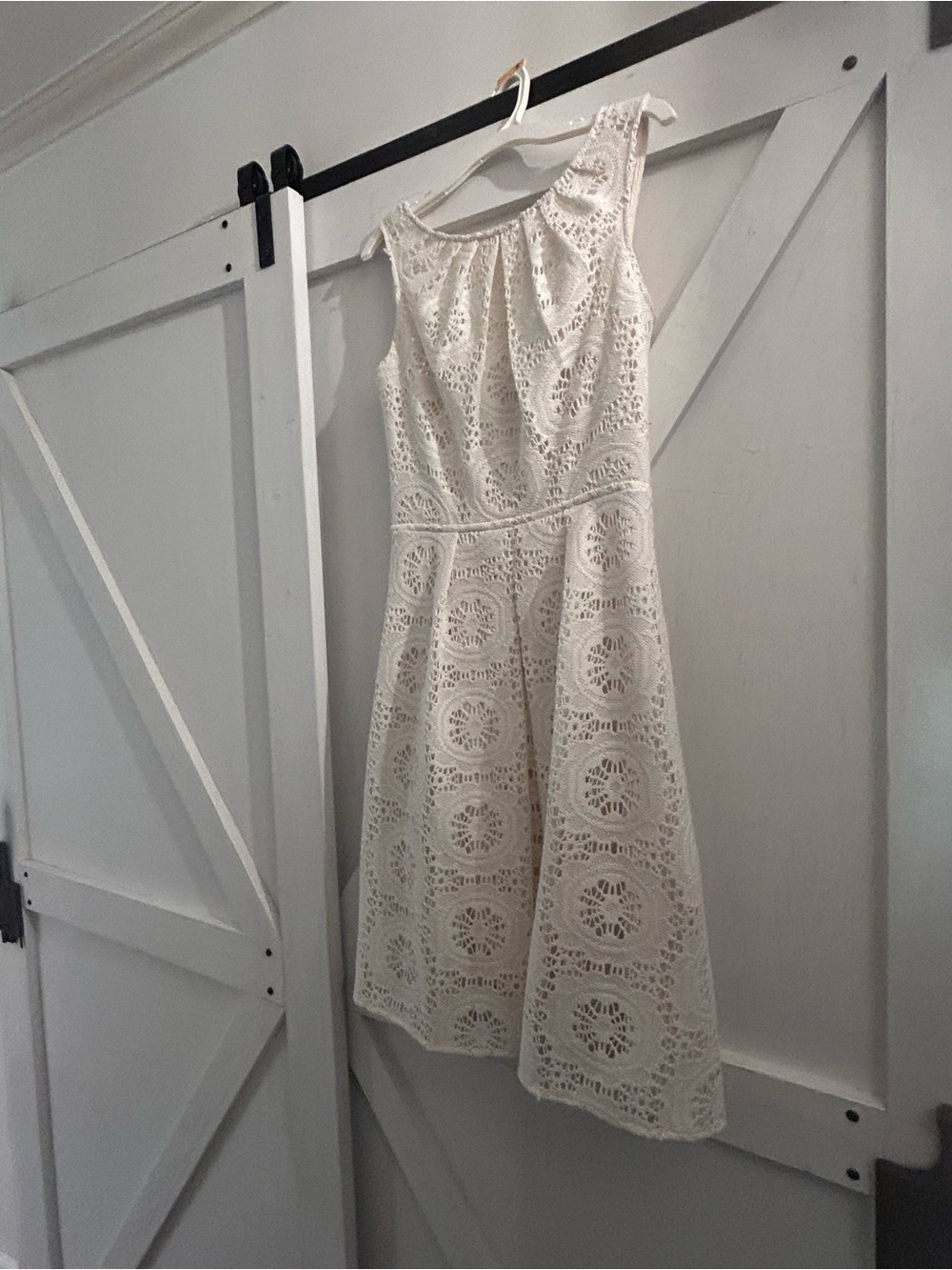 Adrianna Papell White Crochet Lace Midi Dress